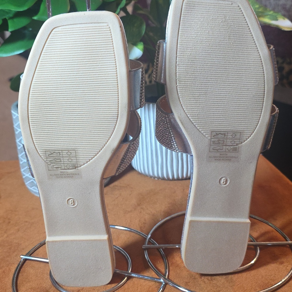 BERNESSSilver STUDDED  Slide Sandals - Picture 4 of 10